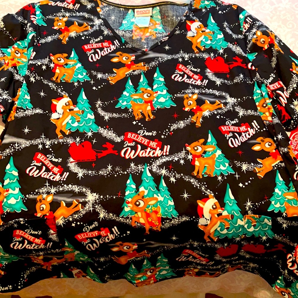 Rudolph the red nose reindeer scrub top